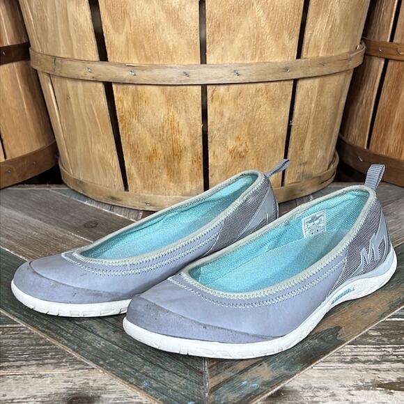 Merrell Enlighten Vex Drizzle Leather Gray Green Slip-On Flats Loafers Womens 7 - Picture 3 of 11